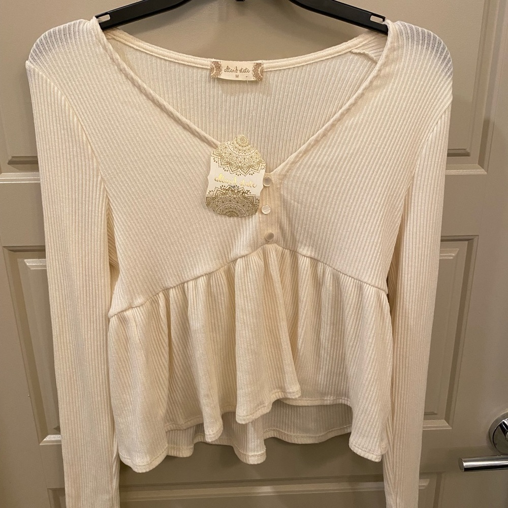 Altar’d state- Beatrice Ribbed Babydoll Top size medium